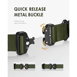 FAIRWIN Tactical Rigger Belt, Nylon Webbing Waist Belt with V-ring Heavy-Duty Quick-Release Buckle (Green, S(Waist 30''-36''Width 1.5''))