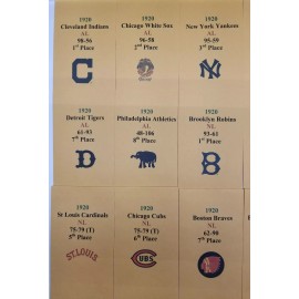 Strat-O-Matic 1920 Strat-O-Matic Baseball Printed Storage Envelopes with Stats and Team Logo.