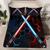 Neon Red Blue Light Up Sword Bed Sheets King Size