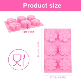 LINTRA Silikonform Seife, 6-Kammer-Seifenform Silikon, mit 3 Blumenmustern-Seifen Formen zum Gießen, Geeignet für Herstellung von Seifen, Jelly, Eiswürfeln, Schokolade und Kuchen