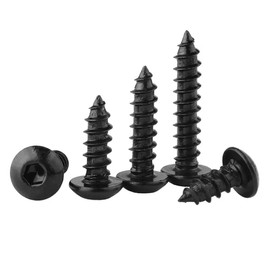Yyyuluo M2/2.5 Hex Head Wood Screws Black 8.8 Grade Carbon Steel Self Tapping Screws Flat Head Furniture Wood Screws