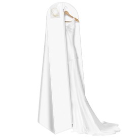 Svaldo White Wedding Dress Garment Bag, 71x24x16 inch, Pack of 1, Dress Bags for Gowns, Long Evening Prom Dresses for Women, Bride, Bridesmaid, Dust Proof Garment Bags for Storage with 16" Gusset
