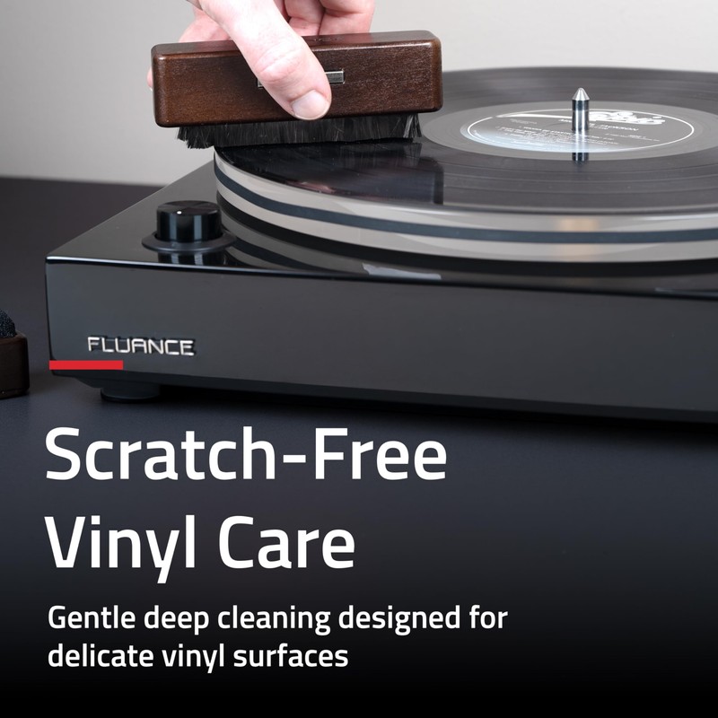 Fluance Vinyl Record Cleaning Brush, Anti-Static Carbon Fiber Brush, Scratch