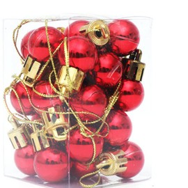 TOPBATHY Pack of 24 Christmas Bauble Ornaments 2 5 cm Christmas Tree Decorations Hanging Christmas Baubles Balls for Home Indoor Holiday Party Decoration Red
