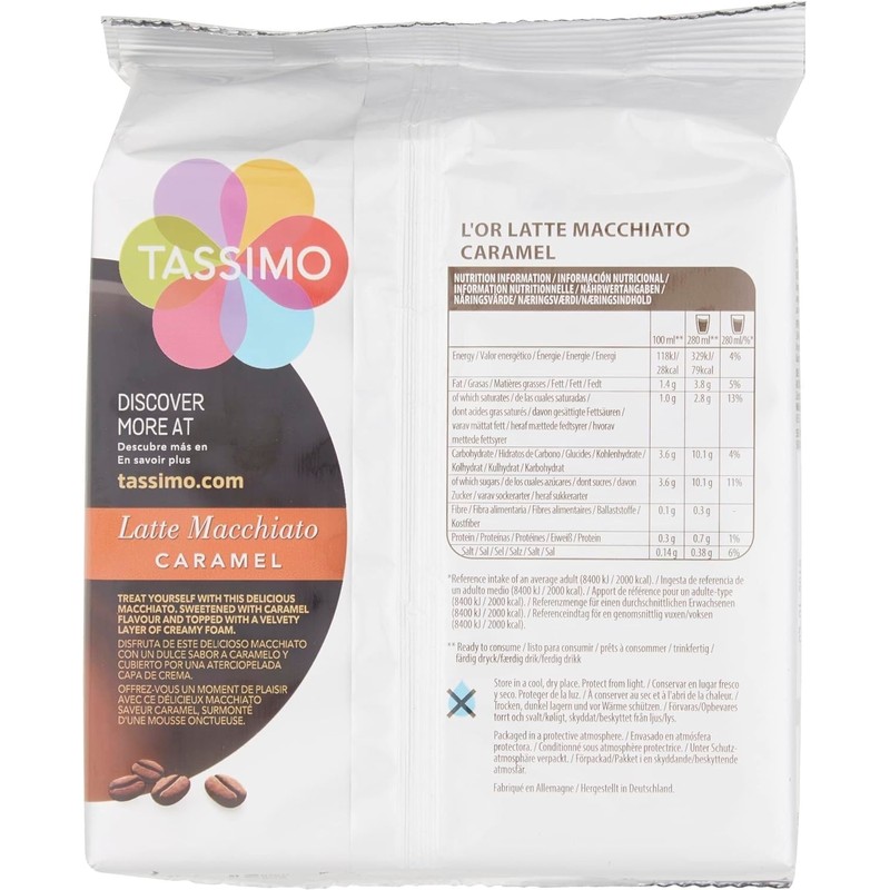 Tassimo L'Or Latte Macchiato Caramel Coffee (16 pods, 8 servings)