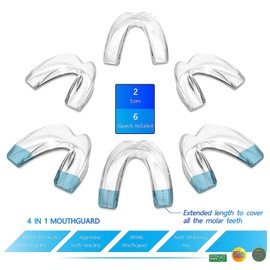 The ConfiDental - Pack of 6 Moldable Mouth Guard for Teeth Grinding Clenching Bruxism, Sport Athletic, Whitening Tray, Including 3 (3mm) Regular and 3 Longer Guards