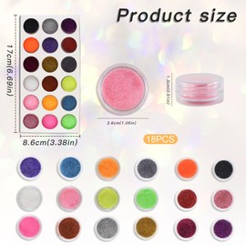Multi-Color Nail Glitter Set,18 Shimmering Glitter Colors Micro Mini Glass Beads Iridescent Nail Charms Glitters Crystals Nail Gems for Nail Art Pearls (18-Color Glitter Powder)