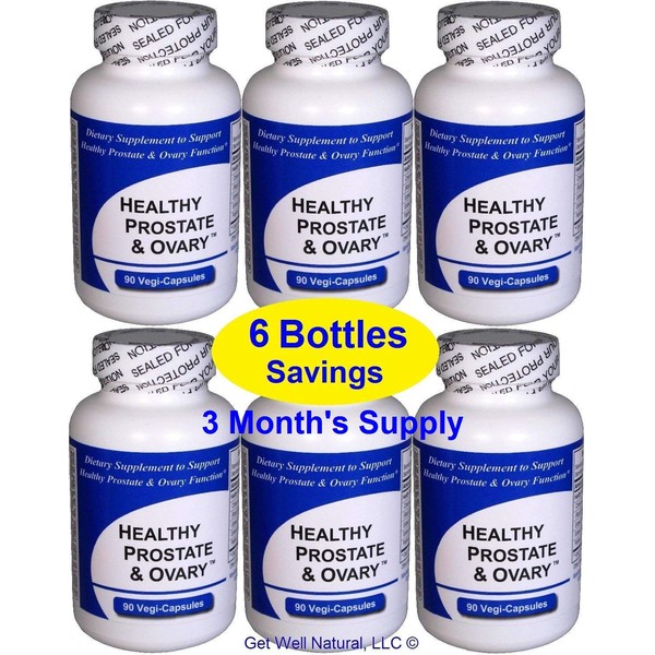 Healthy Prostate and Ovary (6 Bottles Contain a Total of 540 Capsules) - Concentrated Herbal Blend - with Crinum Latifolium, Vegan Kosher Caps. Prostate Herbs for Optimal Support*