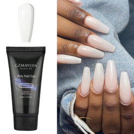 GZMAYUEN Nail Extension Gel Set Poly Nails Soft White Colours 30 ml White Poly Nail Gel Set with Nail Slip Solution