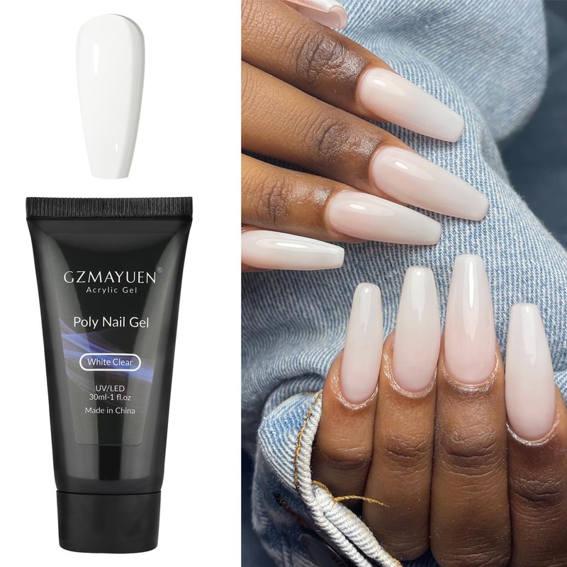 GZMAYUEN Nail Extension Gel Set Poly Nails Soft White Colours