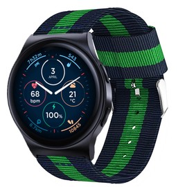 Lamshaw Compatible with Moto Watch 120 bands, 20mm, 22mm New Nylon Woven Fabric Replacement Strap Compatible with Moto 70, 100, 120, 360 3rd Gen 2020 Smartwatch (Blue &Green&Blue, 22mm size band)