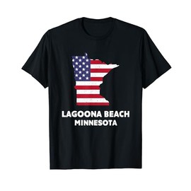 Distressed Patriotic USA Flag Lagoona Beach, Minnesota Women Men T-Shirt