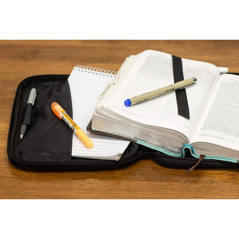 Black Fish Leather Like Vinyl Bible Cover Case with Handle,