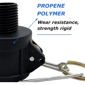 BITOTU 2PCS Camlock Fittings Poly NPT B-150 1-1/2" Type B Standard Couplings Cam lock Fittings Polypropylene Cam Groove Fitting Female Camlock with Male Threads (1.5 inch, Type B)