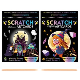 Georgie Porgy Scratch Picture Set DIY Craft Sets for Children Adults Magic Rainbow A4 Scratch Paper for Christmas Birthday Gift with Scratch Tools Kit (Glow-in-the-Dark Butterfly + Peacock)