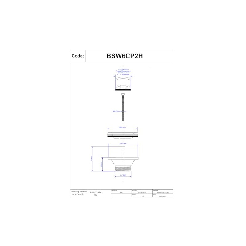 McAlpine 1 1.5" BSP Centre Pin Belfast Sink Waste BSW6CP2H