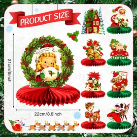 TaoBary 10 Pieces Vintage Christmas Honeycomb Centerpieces Victorian 3D Christmas Table Decorations Santa Claus Snowman Table Toppers for Xmas Winter Holiday Indoor Home Retro Party Decorations