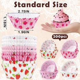 200PCS Cupcake Liners for Baking Strawberry Cupcake Cups Muffin Paper Cups Cupcake Paper Baking Cups Cupcake Wrappers（Standard Size）