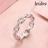 Jeulia Women's Ring, Chain Design, Stylish, Silver, Pinky Ring, Hypoallergenic,