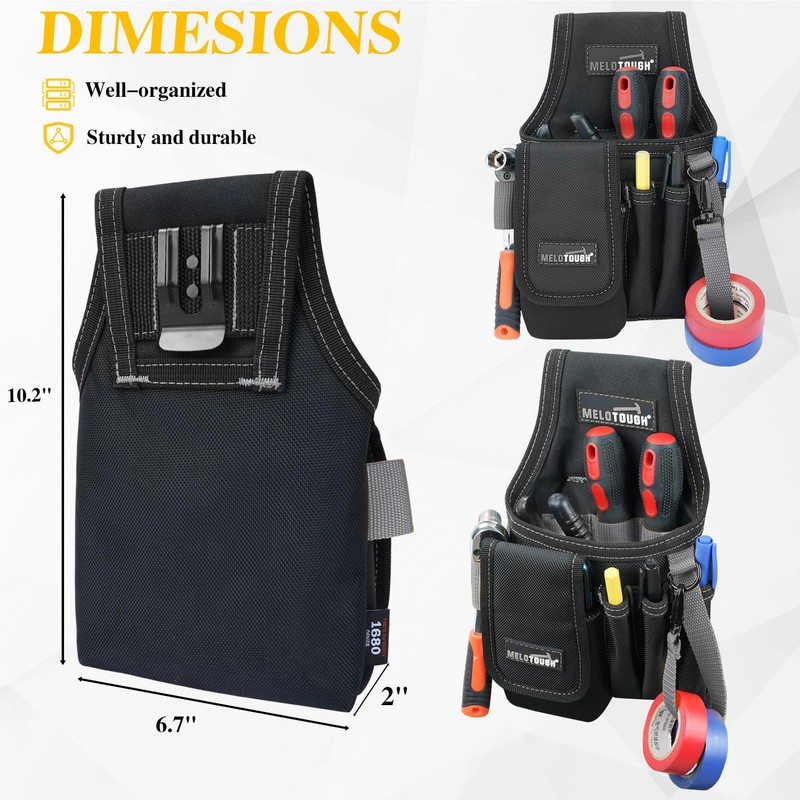 MELOTOUGH Small Tool Pouch with Belt Clip, Mini Electrician Work