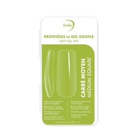 Looky Soft Gel Nail Tips - 120PCS Full Cover Tips for Gel Extensions, Pre-shaped DIY Press On Nails, Easy Application Fake Nail Tips, False Gelly Nails for Nail Extensions|10 Sizes (Medium Square, Pack of 1)