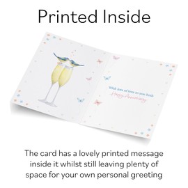 Hunts England - Son And Daughter-in-Law Anniversary Card - A5 Size - Champagne Flutes - Gold Foil - Luxury Anniversary Card For Son And Daughter In Law - Milo's Gallery