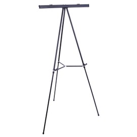 U.S. Art Supply 66" High Boardroom Black Aluminum Flip Chart Easel & Presentation Stand - Adjustable Floor/Tabletop, Portable Tripod, Holds 25 lbs., for Chart Paper, Poster Boards, & Pads