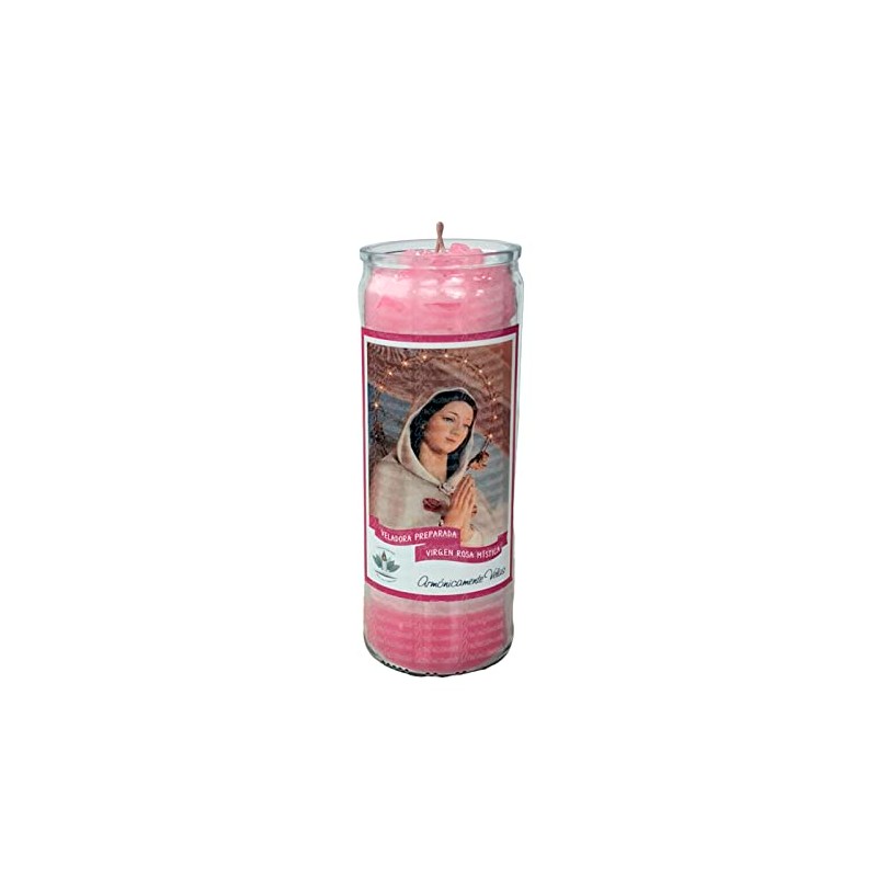 VELADORA VIRGEN ROSA MÍSTICA | PROTECCIÓN, PAZ Y ARMONÍA, VELA