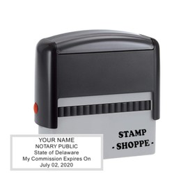Delaware Notary Grey Stamp Self Inking | Printy 4913, 2.3x0.81 Inch Rectangular Prints | Delaware (Stamp with Ink Pad)