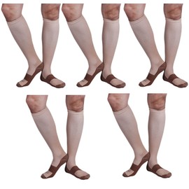 Bcurb Graduated Compression Copper Socks (5 Pair) Below Knee Calves High Support Recovery Stockings Aid Blood Circulation Relieves Feet Foot Calf Ankle Pain and Aches (Beige, XX-Large)