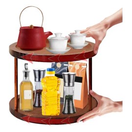 Rustico Organizador Para Especias Giratorio Encimera Cocina Marrón
