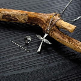 Mishow Cremation Jewelry Stainless Steel Cross Urn Necklace Pendant Memorial Ash Jewelry
