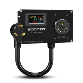30A 125V AC Power Meter, NEMA TT-30P to TT-30R Outlet Monitor, Multifunction Energy Monitor Voltage Current Frequency Power Factor, LCD Display Digital Multimeter Tester with Input Wiring Harness