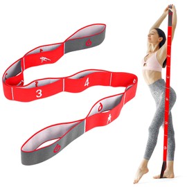 Fitness Bands, Resistance Bands with 9 Rings, Theraband, Fitness Band, Gymnastics Band, Elastic Band, Sports Training Bands for Training, Gym, Fitness, Pilates, Yoga (Red)