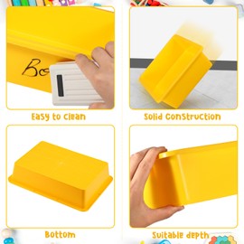 Hoteam 10 Pcs Flat Storage Organizer Tray Bin Letter Size Paper Tray for Classroom Plastic Stackable File Organizer for School Office Teacher Book Organization（ Yellow, 13.78 x 9.84 x 3.15 Inch）