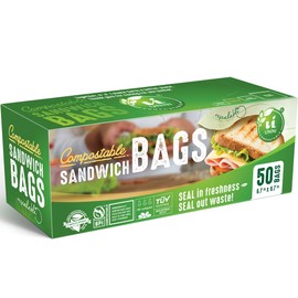 UNNI UNNI Compostable Sandwich Bags, Resealable Compostable Food Storage Bags, 50 Count, 6.5 x 6.7 inches, Earth Friendly Highest ASTM D6400, US BPI, CMA & Europe OK Compost Certified, San Francisco