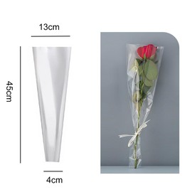 UPSTORE 50 Pcs Single Rose Sleeve Bouquet Bags Floral Packaging Bag Single Floral Wrapping Paper Flower Bouquet Sleeves for Mothers Day Valentines Day Wedding Party