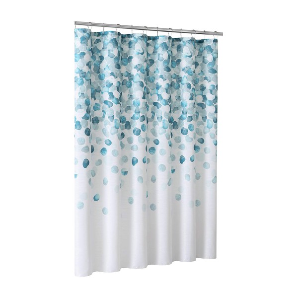Serafina Home Mineral Blue Teal Modern Fabric Shower Curtain for Bathroom: Cascading Water Splash Pattern of Turquoise, Aqua, and White