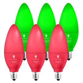 6 Pack BlueX LED Candle Red Light Bulb Green Light Bulb - 4W (40Watt Equivalent) - E12 Base Red LED Green Red Bulb, Party Decoration, Porch Holiday Lighting, Candelabra Bulbs - Christmas Light Bulbs