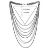 Black Silver Waterfall Multi-Strand Chains Statement Collar Necklace with Rhinestones