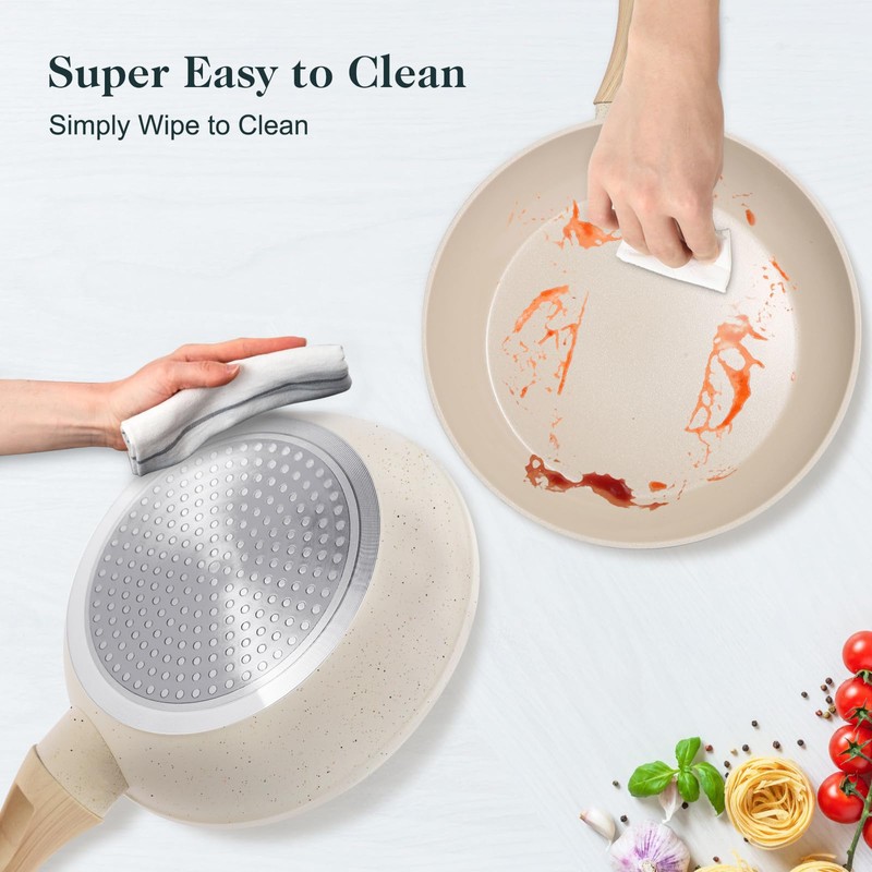 M MELENTA Pots and Pans Set Non Stick, 11pcs Ceramic