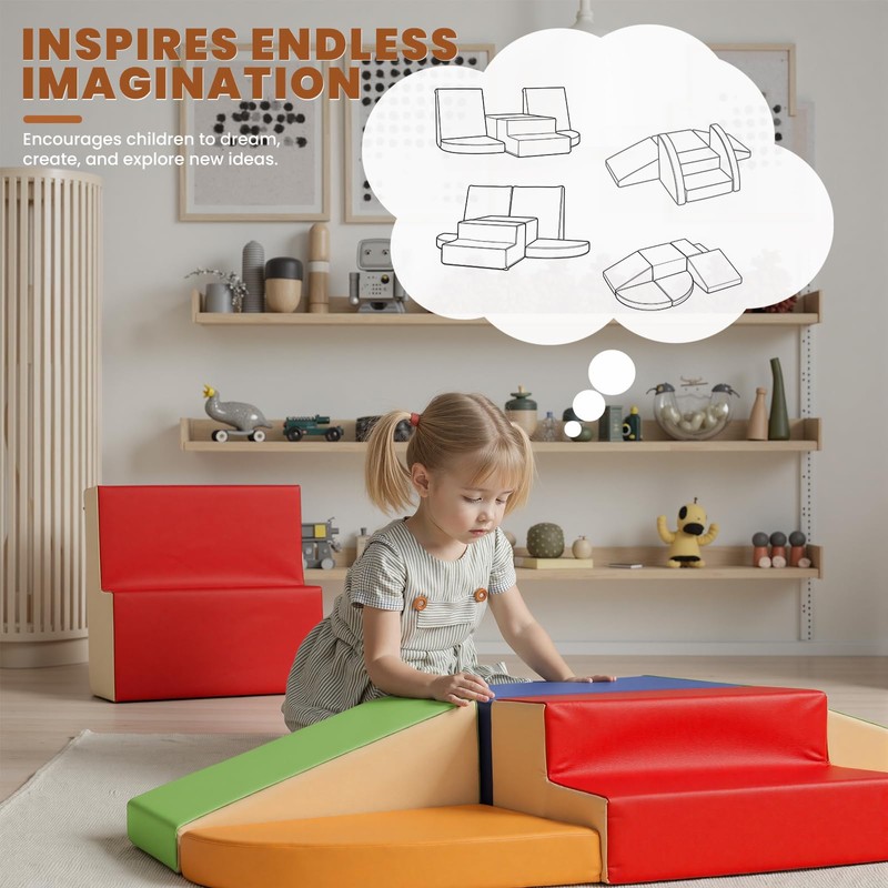 Hoohtoot Foam Climbing Blocks for Toddlers: 6-Piece Soft Play Set