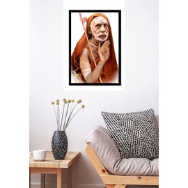 Kanchi Mahaperiyava Ji Photo Frame | Jagadguru Shri Chandrasekharendra Saraswati Mahaswamigal Jolting a Stick Picture Frame Size Medium (13.5 x 9.5 inches, Acrylic Glass)