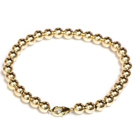 Seven Seas Pearls Gold Filled Beaded Ball Bracelet with Lobster Clasp 5 mm Beads 6" to 9" (yellow-gold-filled, 8)