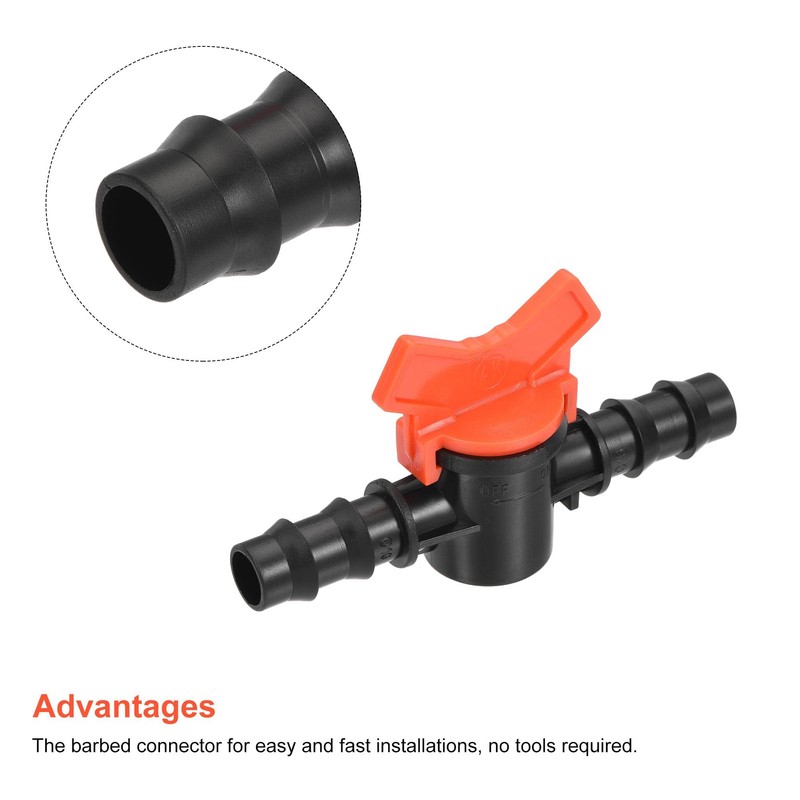 sourcing map Ball Valve 16mm Barb Connector Shut Off Switch