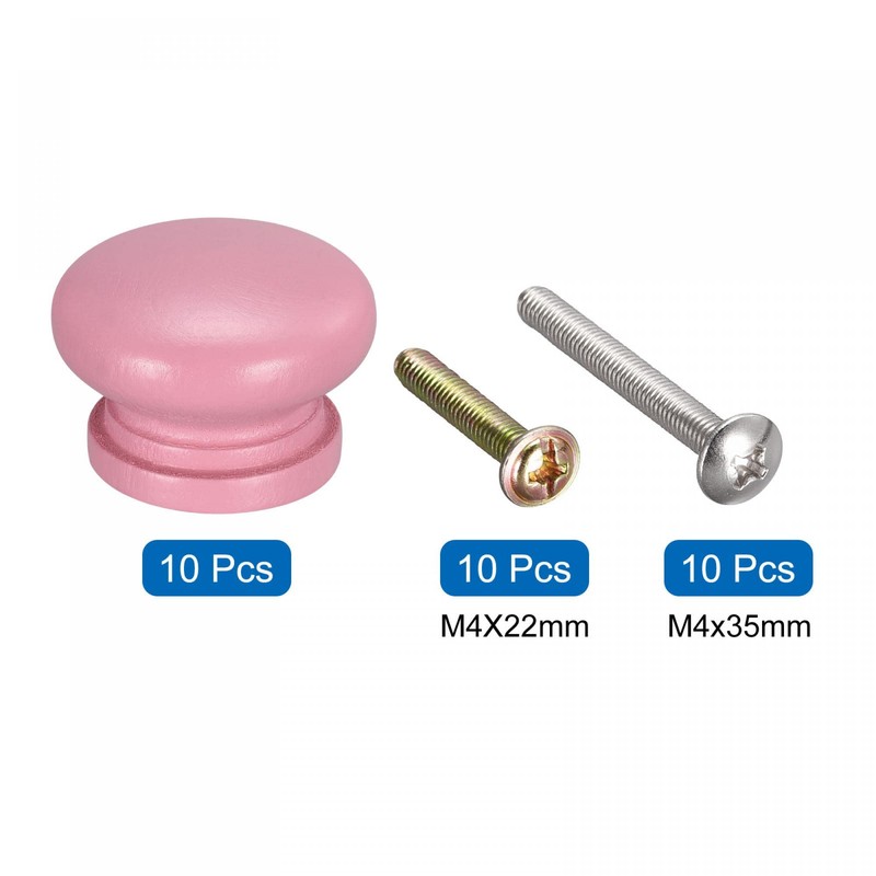 sourcing map Round Wood Knobs, 10pcs 33x23mm Pull Handles for