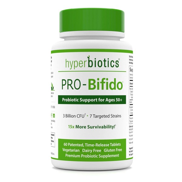 Hyperbiotics Pro-Bifido Probiotic Support for Ages 50 Plus—60 Vegetarian Tablets | 7 Targeted Strains & 3 Billion CFU