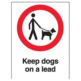 V Safety Keep Dogs On A Lead Prohibition Sign - 150mm x 200mm - 1mm Rigid Plastic