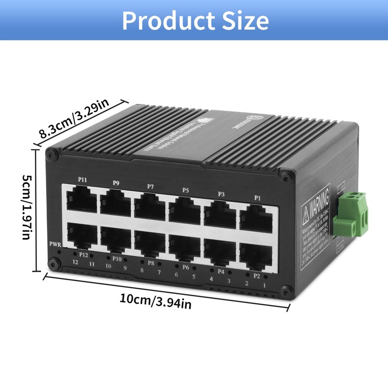 ATROODAC 12 Port Gigabit Ethernet Switch, Unmanaged Industrial Network Switch,