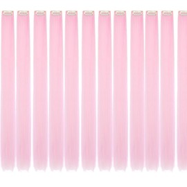 Colored hair extensions 24 Inch Synthetic straight Hair Extensions for Women Girls Kids Gift Single-Colors Party Clip in Synthetic Hairpiece